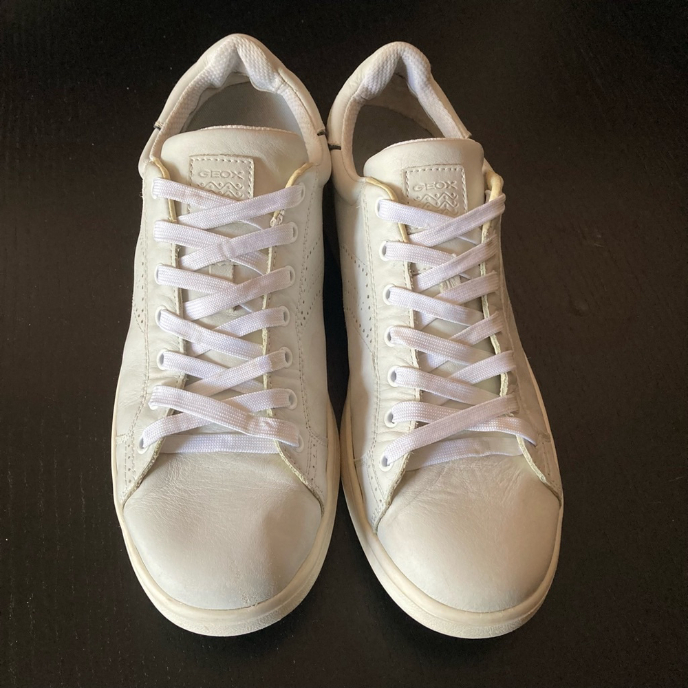 Unisex GEOX RESPIRA Leather Sneakers White Casual Shoes SIZE 12 US - Picture 2 of 14